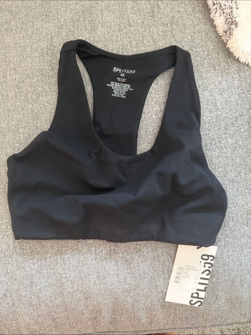 NWT Splits59 Women's Black Racerback Sports Bra - XS